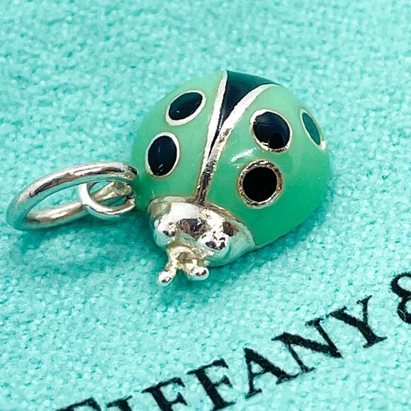 HALLMARK FADED - Tiffany & Co Blue Enamel Ladybug Charm Sterling Silver - Picture 7 of 14